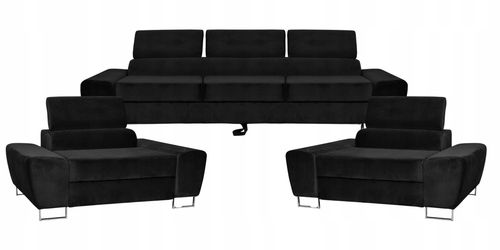 Zestaw mebli wypoczynkowych salon Bosso Sofa 3os fotele czarne na Arena.pl