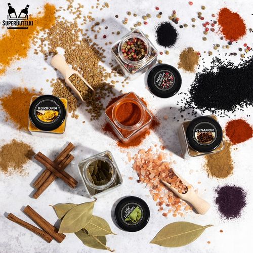 24x słoiczki 120 ml na przyprawy + NABIERAK + 200x etykiety PRZYPRAWNIK na Arena.pl