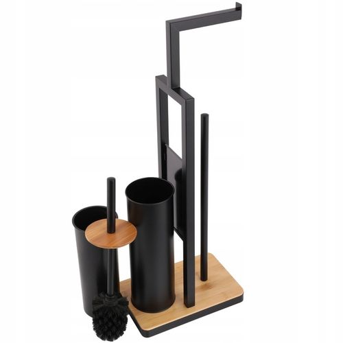 Stojak uchwyt wieszak na papier toaletowy i szczotkę do WC czarny na Arena.pl