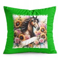 PODUSZKA ZIELONA PREZENT - KOŃ KONIE JAZDA KONNA HOBBY HORSE