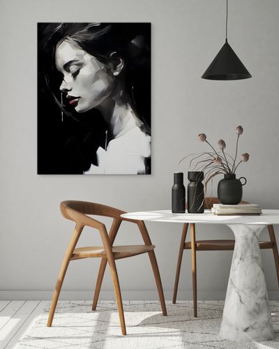 Obraz Canvas Czarno-Biały Kobiecy PORTRET Czerwone Usta 40cm x 50cm na Arena.pl