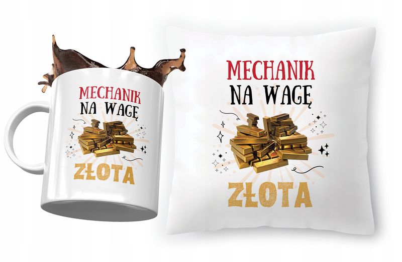 Dla Mechanika Zestaw Poduszka + Kubek Na Prezent Z Nadrukiem Ze Zdjęciem zdjęcie 1