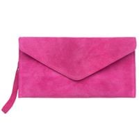 VERA PELLE torebka damska zamszowa kopertówka listonoszka V646 fuksja