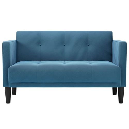 Sofa dwuosobowa niebieska 111 cm aksamitna na Arena.pl