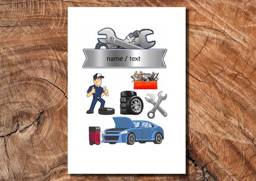 Wydruk cukrowy na tort A4 mechanik napis DIY na Arena.pl