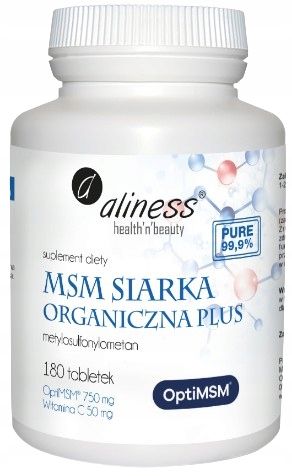 ALINESS MSM siarka organiczna Plus NA STAWY TRĄDZIK WŁOSY 180 tabletek zdjęcie 1
