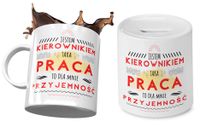 Dla Kierownika Zestaw Kubek + Skarbonka Na Prezent Z Nadrukiem Ze Zdjęciem