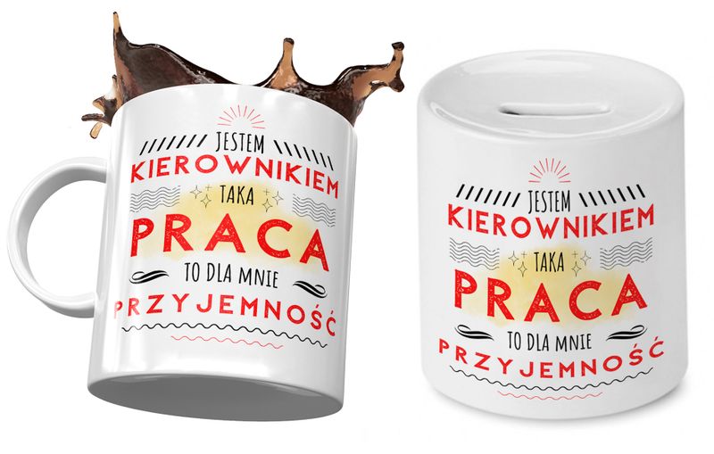 Dla Kierownika Zestaw Kubek + Skarbonka Na Prezent Z Nadrukiem Ze Zdjęciem zdjęcie 1