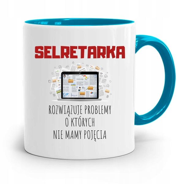 Kubek Błękitny Prezent Dla Sekretarki Sekretarka Z Nadrukiem Ze Zdjęciem zdjęcie 1