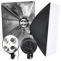 ZESTAW 2W1 LAMPA STUDYJNA ŚWIATŁO STAŁE CIĄGŁE 4X ŻARÓWKI I SOFTBOX 50X70CM