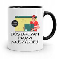 Kubek Czarny Dla Kuriera Dostarczam Najszybciej Z Nadrukiem Ze Zdjęciem