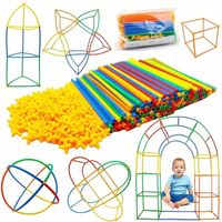 KLOCKI SŁOMKI KONSTRUKCYJNE RURKI PATYCZKI 800 el. KREATYWNE BUDOWANIE