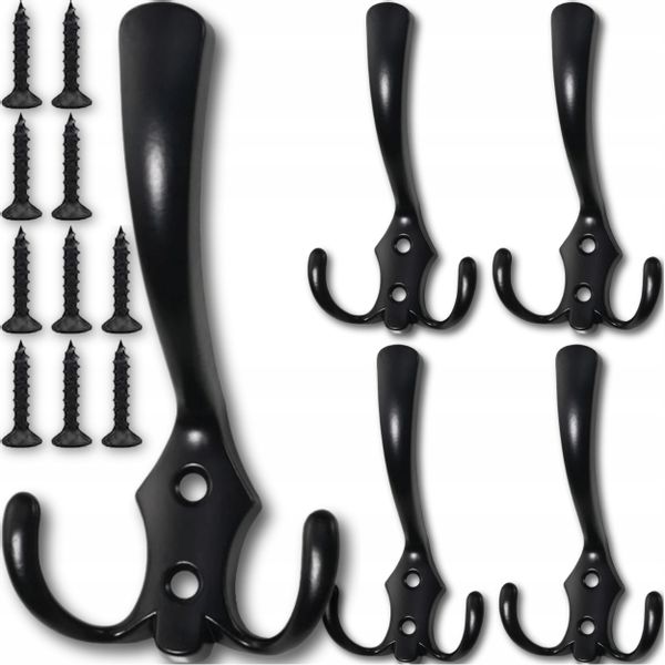Wieszak 5Szt Na Ubrania Klucze Przedpokój Ścienny Loft Haczyki Czarny zdjęcie 2