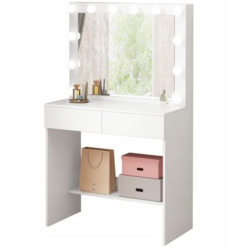 TOALETKA KOSMETYCZNA DO MAKIJAŻU WIZAŻU Z LUSTREM LED NOWOCZESNA LOFT GLAMO na Arena.pl