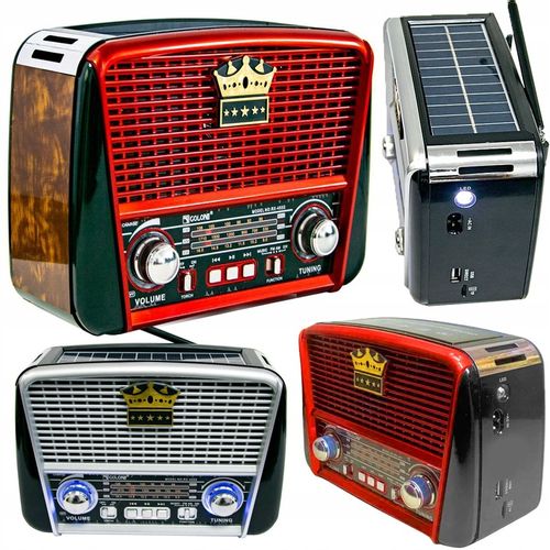 RADIO RETRO SOLARNE AKUMULATOR USB BLUETOOTH na Arena.pl
