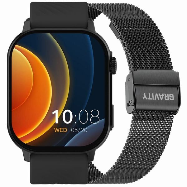 Smartwatch Gravity GT15-1 Czarny Pasek Silikonowy + Czarna Bransoleta zdjęcie 1