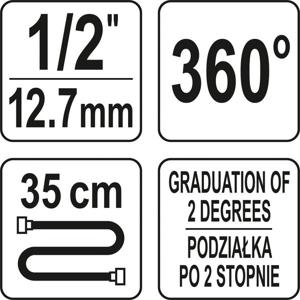 KĄTOMIERZ Z UCHWYTEM MAGNETYCZNYM DO KLUCZA DYNAMOM. 1/2'' - YT-05934 zdjęcie 5