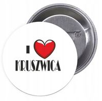 Przypinki buttony I LOVE KRUSZWICA z grafiką HIT
