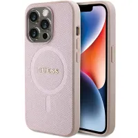 guess guhmp15lpsahmcp iphone 15 pro 6.1 różowy/pink hardcase saffiano