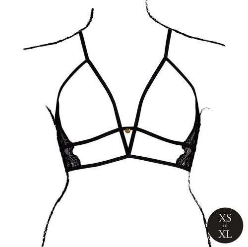 Open Cup Triangle Bra With Lace And Adjustable Sliders - One Size - Black na Arena.pl