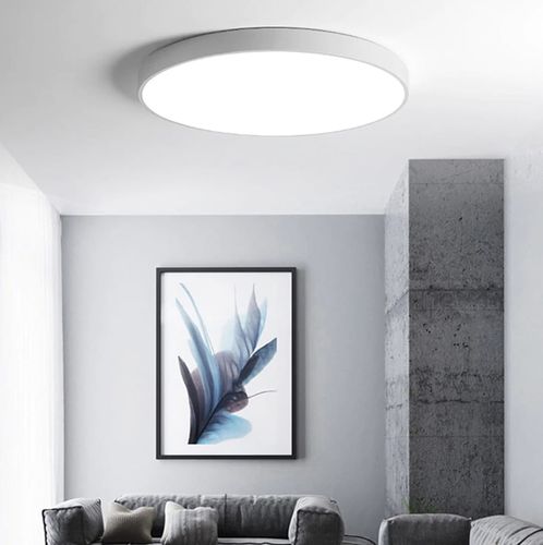 LAMPA SUFITOWA BIAŁY PLAFON LED 40 CM NOWOCZESNA DO SALONU KUCHNI OKRĄGŁY na Arena.pl