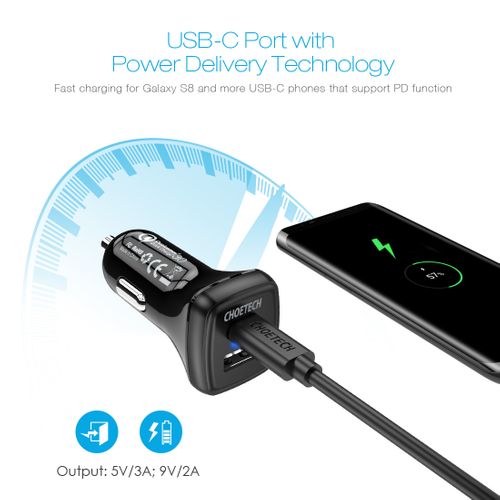 ŁADOWARKA DO SAMOCHODU CHOETECH QUICK CHARGE USB-C na Arena.pl