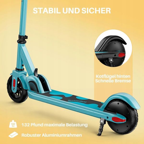 SmooSat E9 hulajnoga elektryczna dla dzieci, do 16 km/h od 8 lat niebieska zdjęcie 8