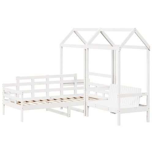 Łóżko dzienne z ławką i daszkiem, 80x200cm, lite drewno sosnowe na Arena.pl