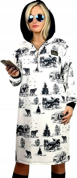 ORYGINALNA DAMSKA SPORTOWA SUKIENKA PROSTA TUBA Z KAPTUREM 48 50 52 UNI zdjęcie 4