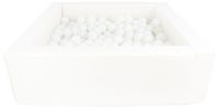 Kwadratowy suchy basen z ekoskóry z 300 piłeczkami (biały/biały)