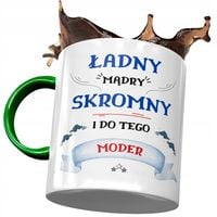 Kubek Zielony Dla Modera Ładny Mądry Skromny Z Nadrukiem Ze Zdjęciem
