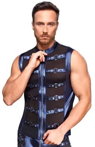 nek koszulka męska xl niebieska z czarnymi wstawkami i zamkiem na Arena.pl