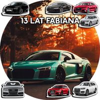 OPŁATEK NA TORT 30CM - SAMOCHODY AUTA AUDI + IMIĘ + GRATIS! 24CM 26CM