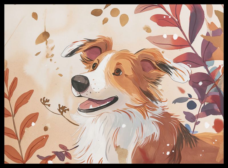 Plakat 55x40cm Collie Jesienną Porą zdjęcie 2