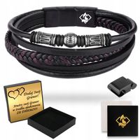Bransoletka Męska Pleciona Skórzana Regulowana Dla Taty Męża Na Prezent