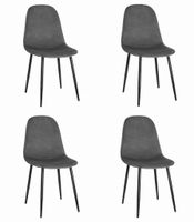 Krzesło tapicerowane COMO ciemnoszare aksamit 4 szt. czarne nogi loft