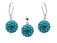 WISZĄCY KOMPLET SWAROVSKI NIEBIESKIE KULKI 12MM