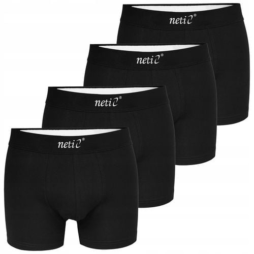 Męskie Bokserki NETi z Szeroką Gumą Bawełniane Dopasowany Krój 4-Pak na Arena.pl