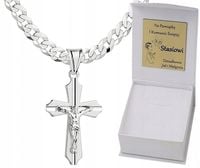 Łańcuszek Srebrny Męski Pancerka Pełny z Krzyżykiem na Komunię Chrzest