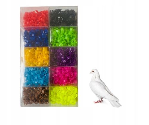 ZNACZNIKI OBRĄCZKI DLA GOŁĘBI PTAKÓW 8 MM PACZKA 500 SZT MIX 10 KOLORÓW na Arena.pl