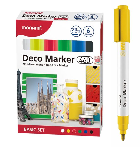 markery deco 460 6 kolorów basic monami zdjęcie 1