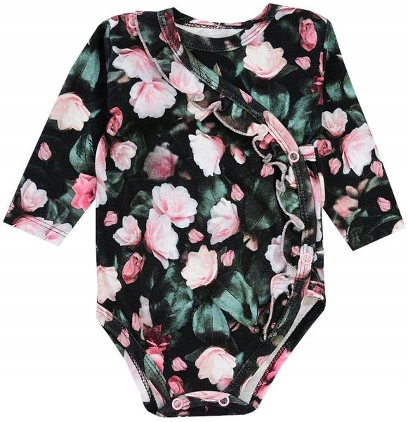 BODY bawełniane dł rękaw RÓŻE KWIATY 62 M9H zdjęcie 1