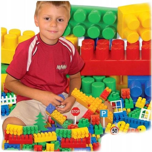 KLOCKI DUŻE PLASTIKOWE ZESTAW 200 el KONSTRUKCYJNE 28mm kolory dla chłopca na Arena.pl