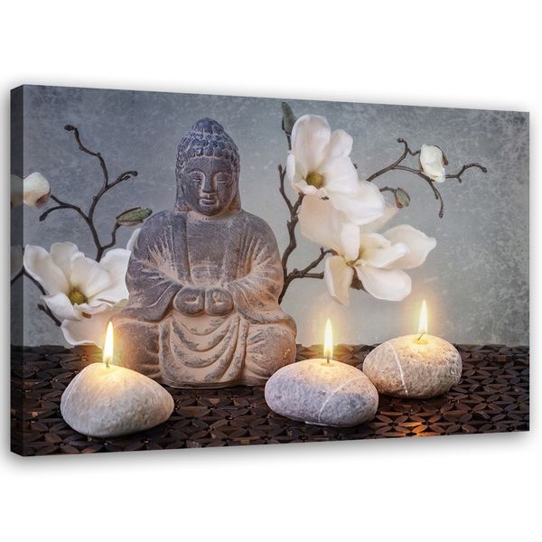 Emaga Obraz na płótnie, Budda zen kwiat orchidei - 90x60 zdjęcie 1