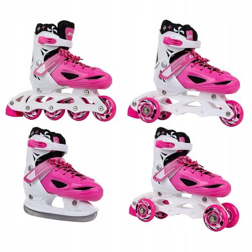 REGULOWANE ŁYŻWOROLKI WROTKI ŁYŻWY DLA DZIECI 4W1 ENERO 30-33 RÓŻOWE na Arena.pl