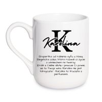 KUBEK Z IMIENIEM "KAROLINA" Wzór - Elegant Coffee 330 ml