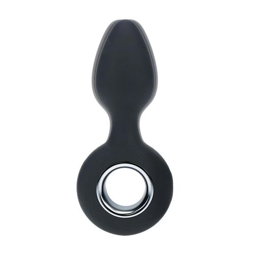 vibrating silicone anal plug with loop - black na Arena.pl