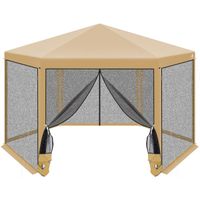 PAWILON OGRODOWY SZEŚCIOKĄTNY 2x2x2x2.5M Z MOSKITIERĄ BEŻOWY