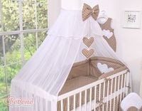 Duża moskitiera do łóżeczka dziecięcego z białego szyfonu z serduszkami