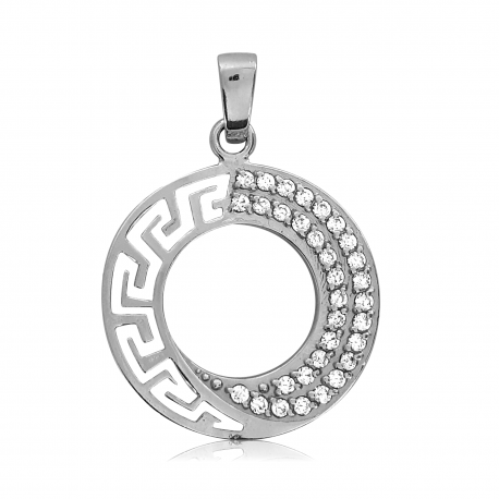 SREBRNY WISIOREK OKRĄGŁY WZÓR GRECKI Z CYRKONIAMI PRÓBA SREBRA 925 na Arena.pl